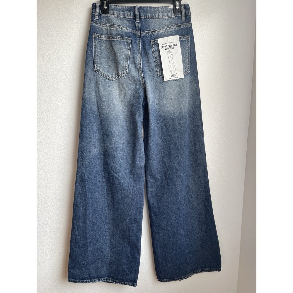 Almost Famous Women's Distressed Blue Denim Jeans, Size 3 - Picture 2 of 13